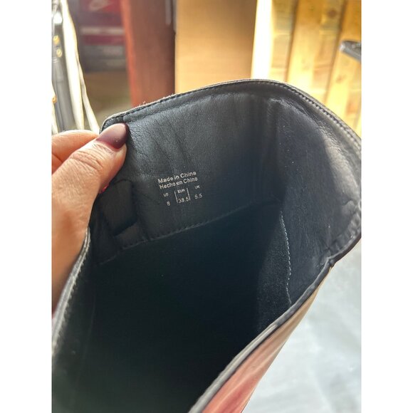 Aldo Black Faux Leather Knee-High Boots Size 8 With Chunky Heel & Side Zipper - Picture 11 of 11